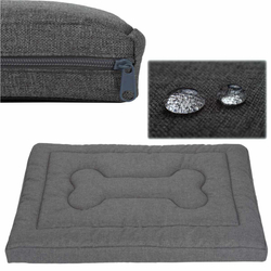 Pelíšek matrace pro psa Welsti tmavě šedý, jednobarevný, s kostí XL 130x90 protiskluzový