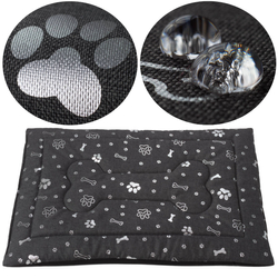 Pelíšek podložka pro psa Welsti tmavě šedý se stříbrnými kostmi a tlapkami L 100x70