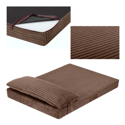 Pelíšek matrace s polštářem pro psa Welsti hnědý manšestr XL 130x90 protiskluzový