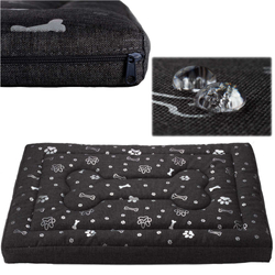 Pelíšek matrace pro psa Welsti tmavě šedý se stříbrnými kostmi a tlapkami L 100x70