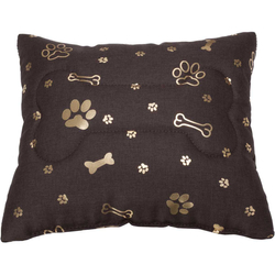 Dekorační polštář pro psa Welsti hnědý se zlatým potiskem 30x30