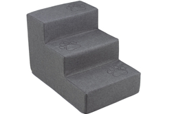 Schůdky pro psa Welsti 30 cm 3 stupně tmavě šedé s tlapkami