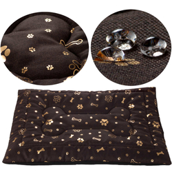 Pelíšek podložka pro psa Welsti hnědý se zlatými kostmi a tlapkami XL 130x90 protiskluzová