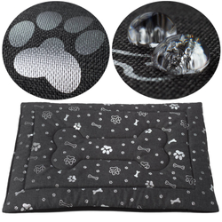 Pelíšek podložka pro psa Welsti tmavě šedý se stříbrnými kostmi a tlapkami XL 130x90 protiskluzová